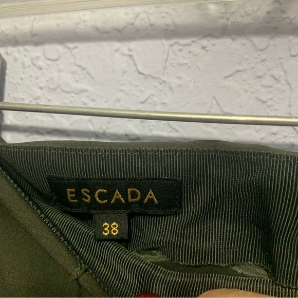 Escada Women’s Tuska High Rise Olive Green Side Zip Trousers Pants - Picture 2 of 7